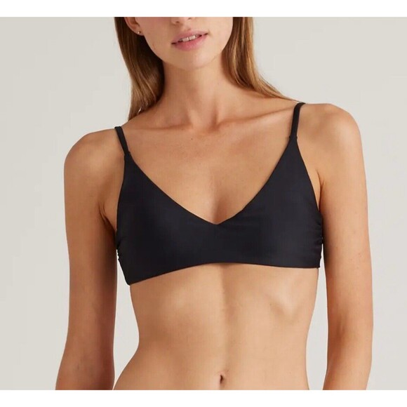 Quince Other - Quince Women's Italian V-Neck Bikini Top Black XL 1008-3